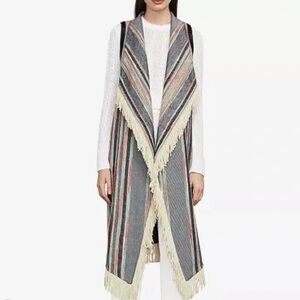 BCBG Galiena Fringe Long Vest M/L
